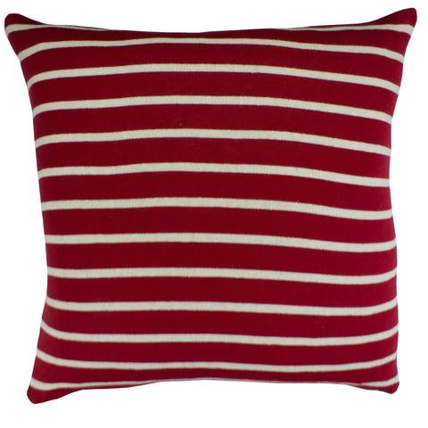 Cotton Knit Pillow Cover, Red/Natural Stripe (20x20)