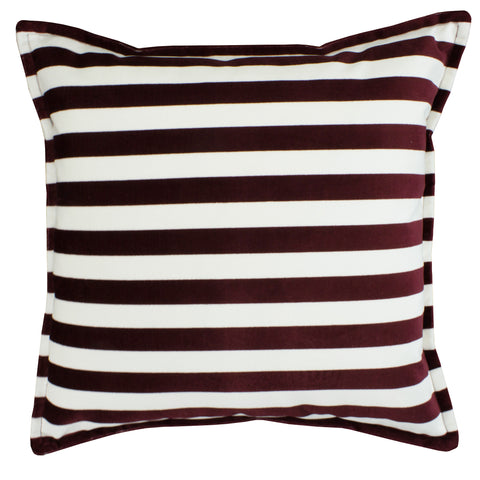 Cotton Velvet Pillow Cover, Burgundy/White Stripe (20x20)