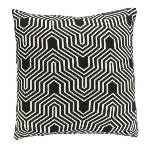Cotton Knit Pillow Cover, Blk/Nat Hexagon (20x20)