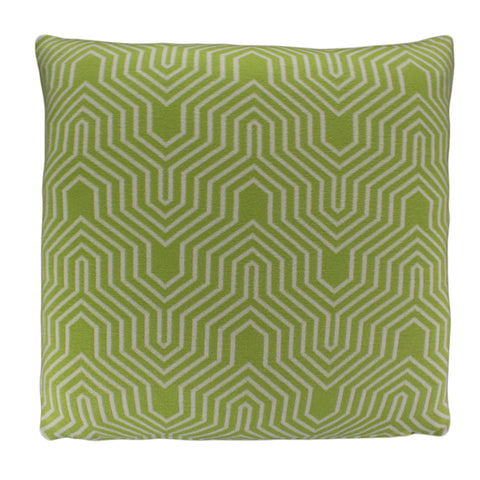 Cotton Knit Pillow Cover, Green/Ivory Geo (20x20)