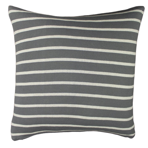 Cotton Knit Pillow Cover, Grey/Natural Stripe (20x20)