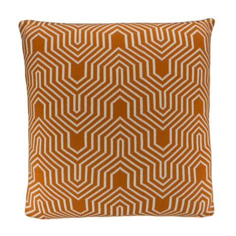 Cotton Knit Pillow Cover, Orange/Ivory Geo (20x20)