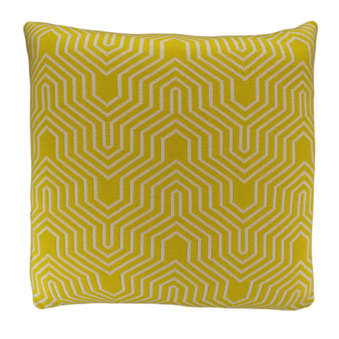 Cotton Knit Pillow Cover, Yellow/Natural Geo (20x20)