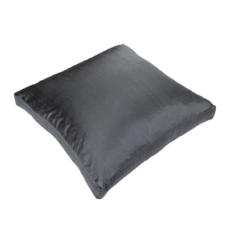 Dupioni Silk Pillow Cover, Pewter (18x18x2)