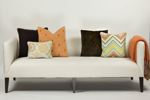 Cotton Knit Pillow, Orange/Ivory Geo (20x20)