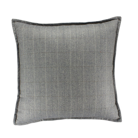 Suiting Pillow Cover, Blu/gry/crm w/ taupe (20x20)