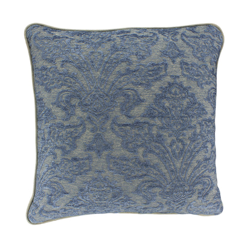 Upholstery Pillow Cover, Blue/Taupe Damask (20x20)