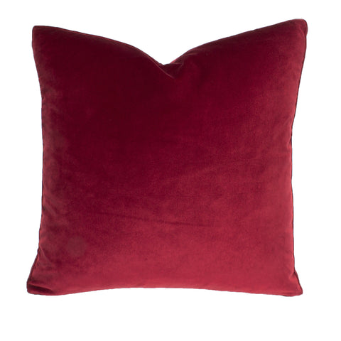 Cotton Velvet Pillow, Ruby (18x18x2)